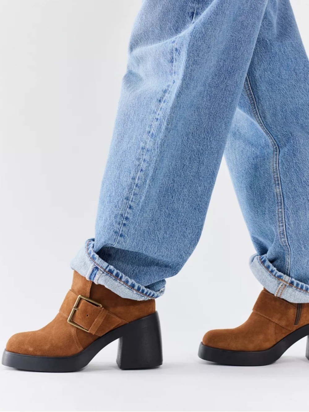 Vagabond Shoemakers Brooke Suede Buckle Boots in Cognac Brown | 36